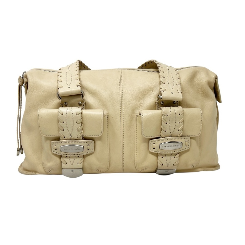 MICHAEL KORS Western Light Beige Leather Hobo Shoulder Handbag